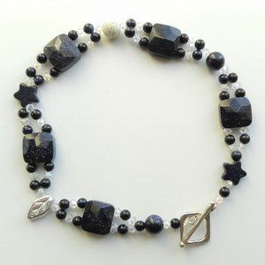 Handmade Blue Goldstone Swarovski Crystal Bracelet